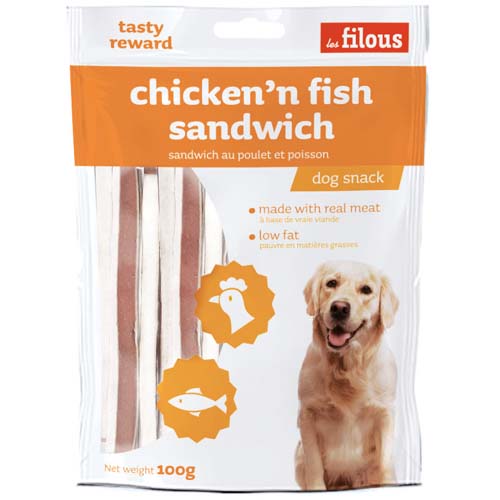 LES FILOUS Chicken and Fish Sandwich 100 g sušené kuřecí maso s rybou