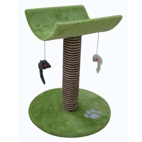 COBBYS PET CATTY Kočičí škrábadlo 53cm zelený s lehátkem a hračkami