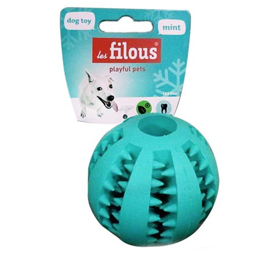 LES FILOUS Dentální míč z gumy 7cm modrá hračka pro psy