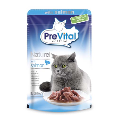 PreVital Premium Naturel kapsičky pro kočky 85g losos v omáčce