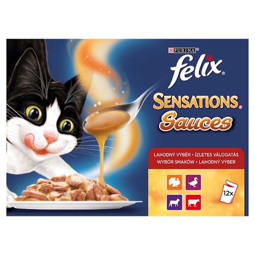 FELIX Sensations Sauces 12x100g Lahodný výběr s hovězím, jehněčím, krůtou a kachnou