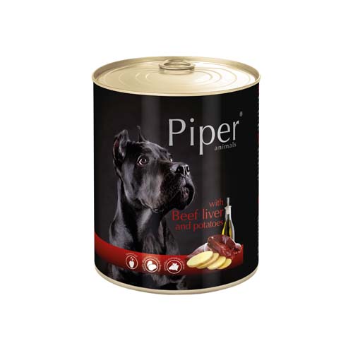 PIPER ADULT 800g konzerva pro psy hovězí játra a brambory
