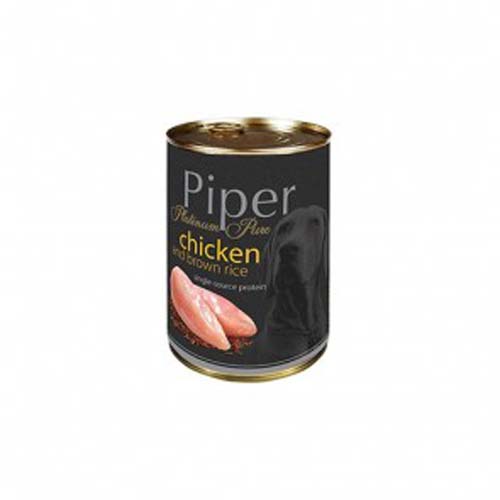 PIPER PLATINUM PURE kuře a hnědá rýže 400g konzerva pro psy