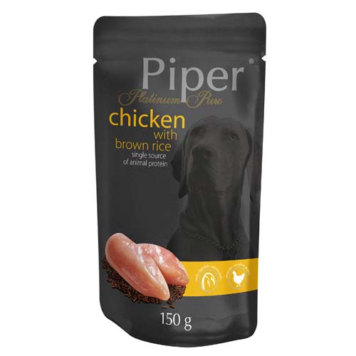 PIPER PLATINUM PURE kuře a hnědá rýže 150g kapsička pro psy