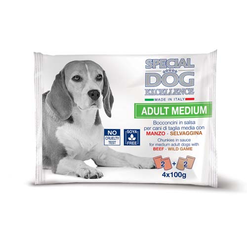 SPECIAL DOG EXCELLENCE MEDIUM ADULT hovězí/zvěřina multi pack 4x100g kapsička